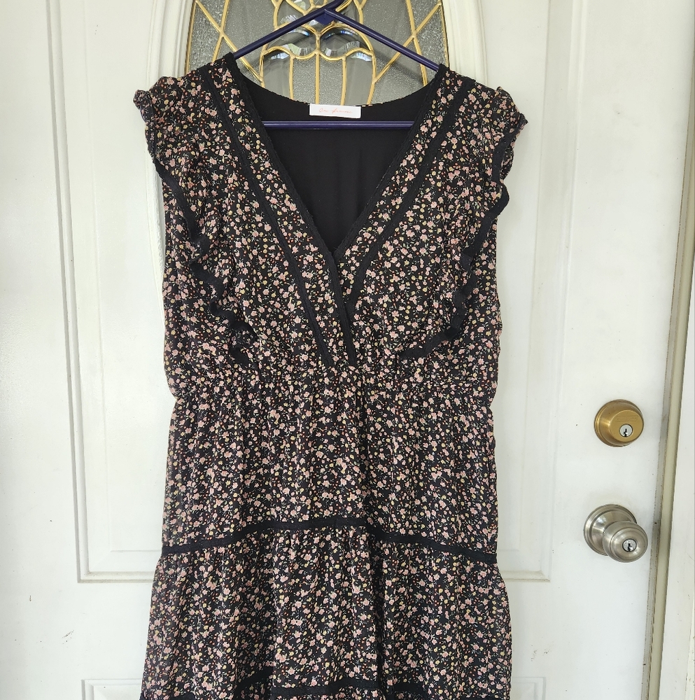 Cos Femme Floral Black and Pink Women's Dress